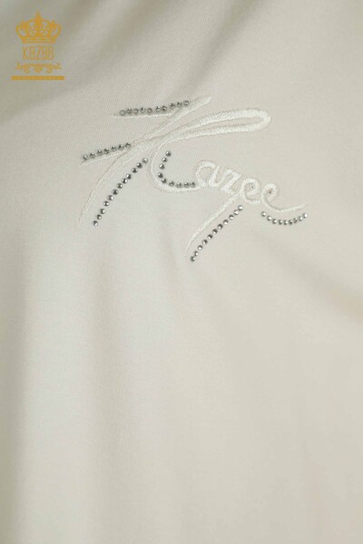 Hurtownia bluzek damskich z krótkim rękawem ecru - 79302 | KAZEE - Thumbnail