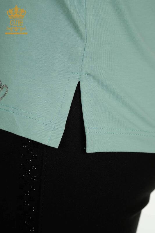 Hurtownia bluzek damskich - z krótkim rękawem - miętowa - 79563 | KAZEE