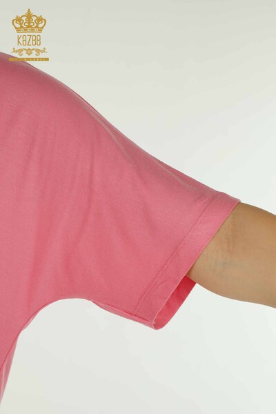 Hurtownia bluzek damskich z krótkim rękawem różowa - 79302 | KAZEE - Thumbnail