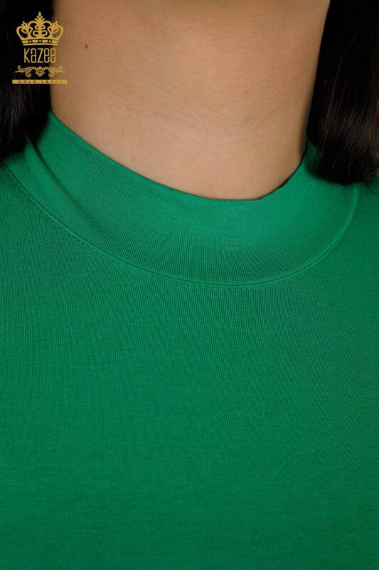 Hurtownia bluzek damskich z krótkim rękawem w kolorze zielonym - 79264 | KAZEE