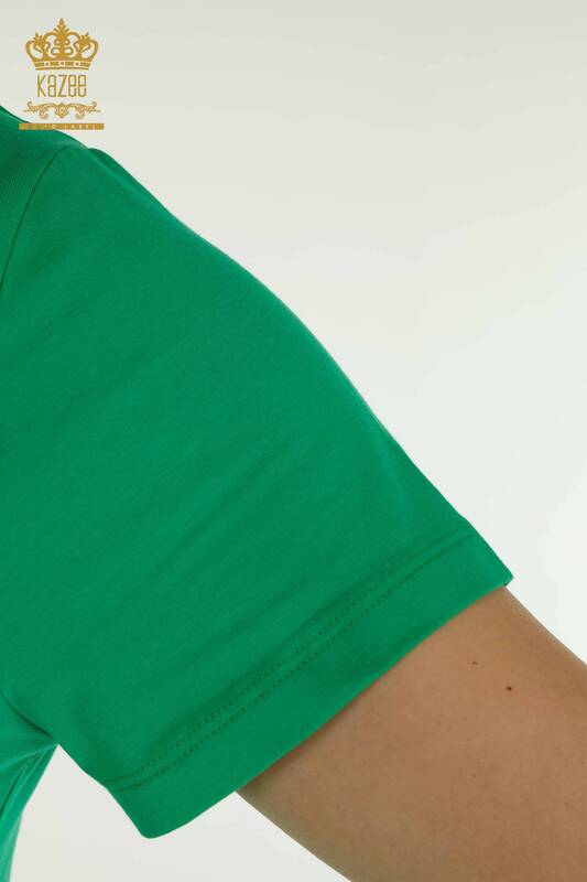 Hurtownia bluzek damskich - Z krótkim rękawem - zielona - 79561 | KAZEE