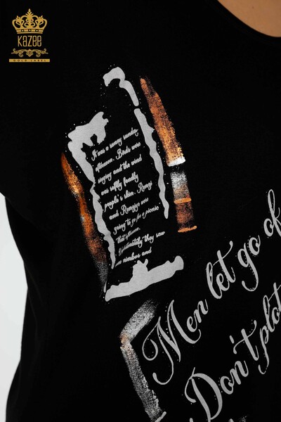 Hurtownia bluzek damskich z okrągłym dekoltem w kolorze czarnym - 78896 | KAZEE - Thumbnail