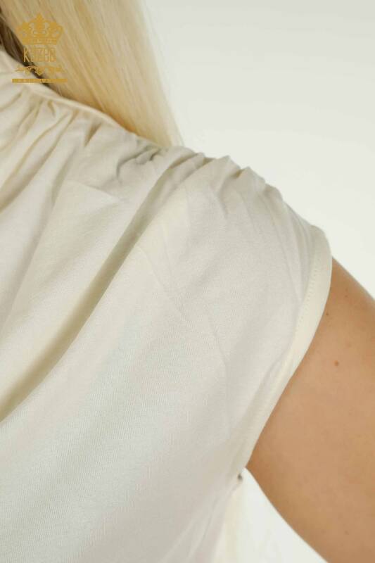 Hurtownia bluzek damskich bez rękawów ecru - 79312 | KAZEE