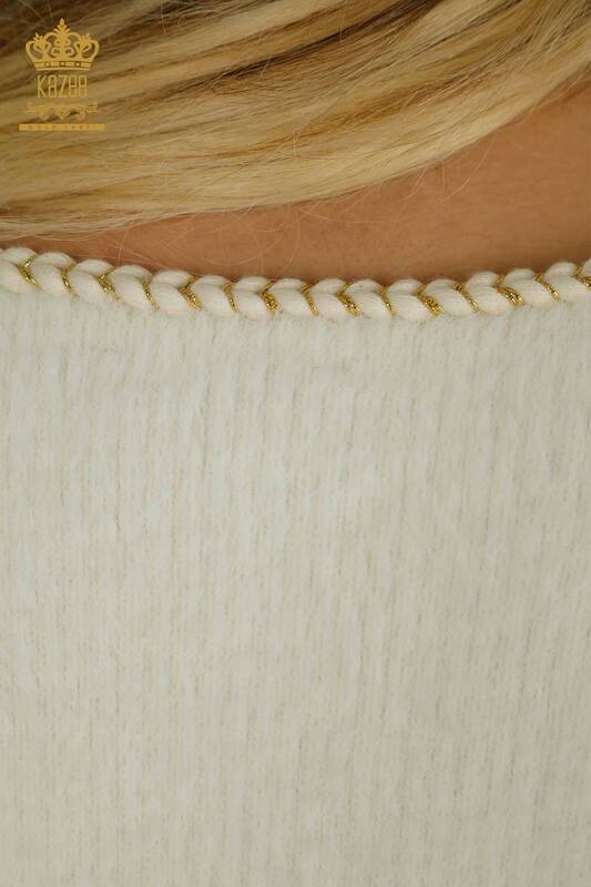 Hurtownia damskiego kardiganu Angora z perłowymi guzikami Ecru - 30264 | KAZEE
