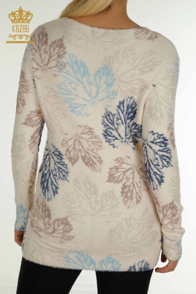 Hurtownia damskich swetrów z dzianiny Angora - z nadrukiem w liście - cyfrowe - 40015 | KAZEE - Thumbnail