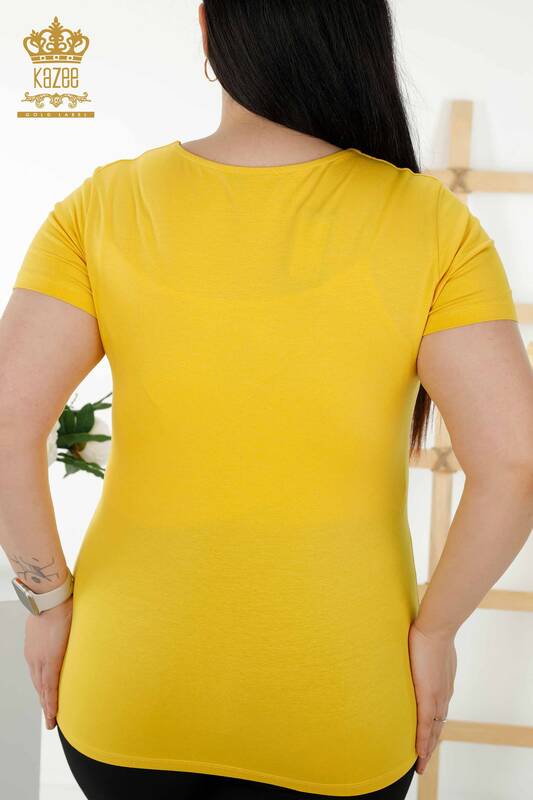 Hurtownia bluzek damskich Basic Logo żółta - 79190 | KAZEE