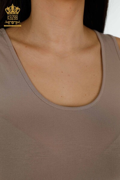 Hurtownia bluzek damskich bez rękawów Basic Mink - 79262 | KAZEE - Thumbnail