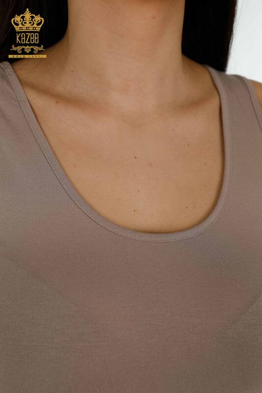 Hurtownia bluzek damskich bez rękawów Basic Mink - 79262 | KAZEE