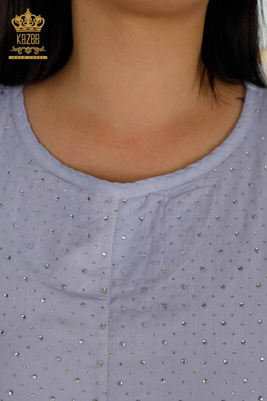 Hurtownia bluzek damskich bez rękawów w kolorze indygo - 79218 | KAZEE