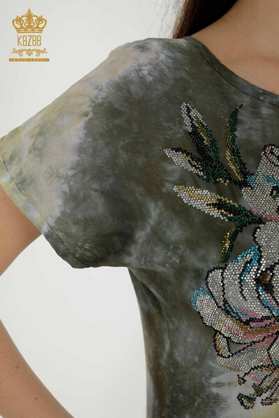 Hurtownia bluzek damskich z kolorowym haftem w kamienie - 79169 | KAZEE - Thumbnail