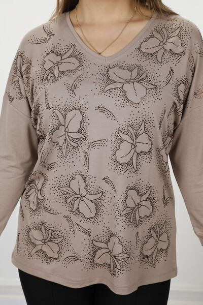 Hurtownia bluzek damskich ze szczegółowymi haftowanymi kwiatami - 77932 | kazee - Thumbnail
