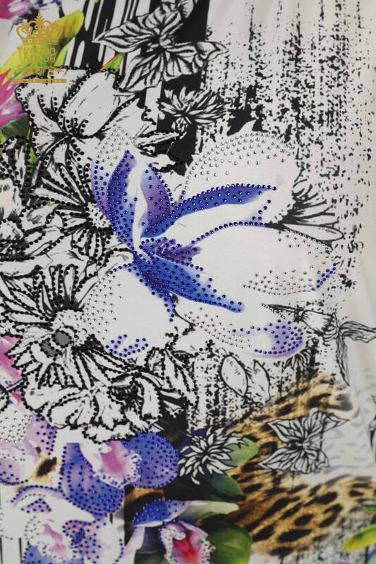 Hurtownia bluzek damskich z kwiatowym wzorem cyfrowym - 77779 | KAZEE