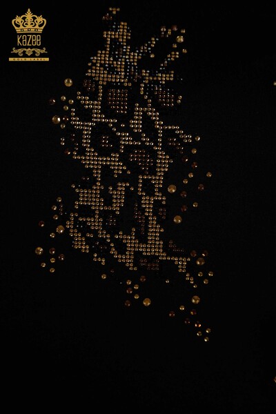 Kazee - Hurtownia bluzek damskich w panterkę z haftowanym kamieniem w kolorze czarnym - 79383 | KAZEE (1)