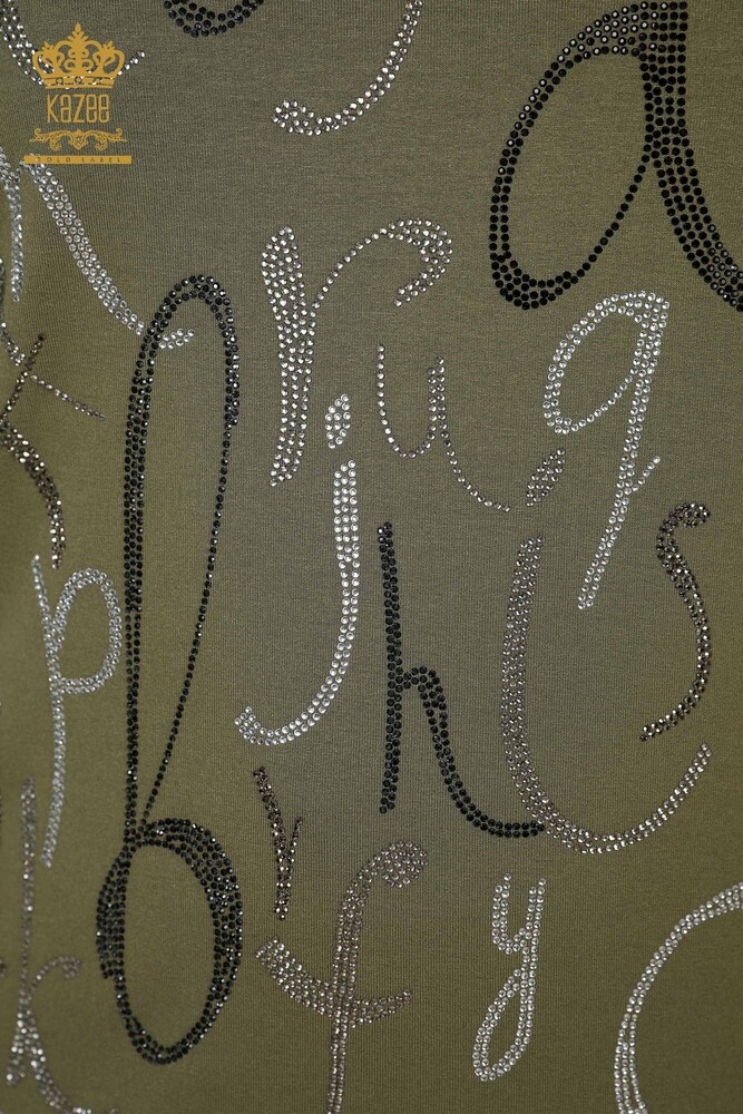 Hurtownia bluzek damskich z detalami w kształcie litery Khaki - 78833 | KAZEE - 4