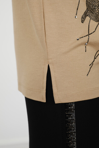 Hurtownia damska bluzki z haftem w kształcie motyla - 77912 | kazee - Thumbnail