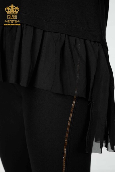 Hurtownia bluzek damskich z tekstem w kolorze czarnym - 78920 | KAZEE - Thumbnail
