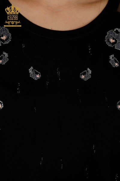 Hurtownia bluzek damskich z tiulowymi detalami w kolorze czarnym - 79136 | KAZEE - Thumbnail