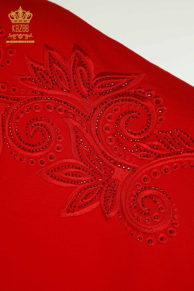 Hurtownia bluzek damskich z tiulowymi detalami czerwona - 79051 | KAZEE - Thumbnail