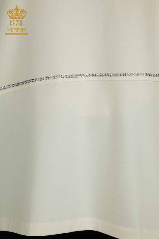 Hurtownia bluzek damskich tiulowych szczegółowych ecru - 79051 | KAZEE