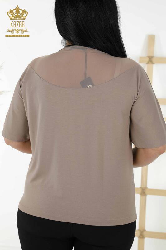 Hurtownia bluzek damskich z tiulu i szczegółowej norek - 79085 | KAZEE