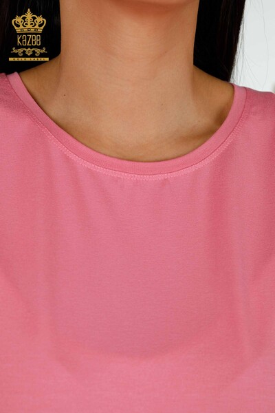 Hurtownia bluzek damskich z tiulowymi detalami w kolorze różowym - 79390 | KAZEE - Thumbnail