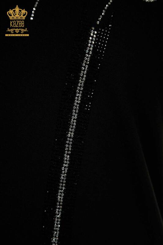 Hurtownia bluzek damskich - dekolt w kształcie litery V - czarny - 79238 | KAZEE