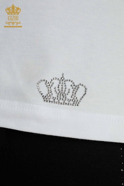 Hurtownia bluzek damskich - dekolt w kształcie litery V - biała - 79564 | KAZEE - Thumbnail