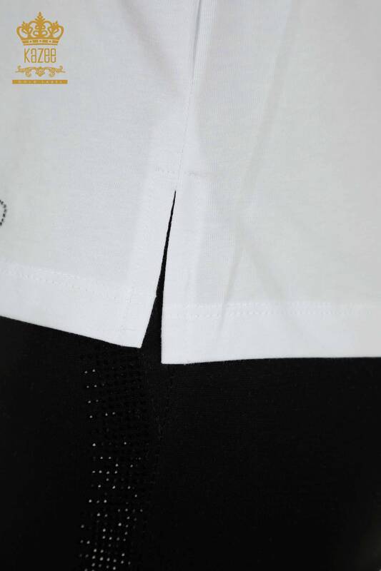 Hurtownia bluzek damskich - dekolt w kształcie litery V - biała - 79564 | KAZEE