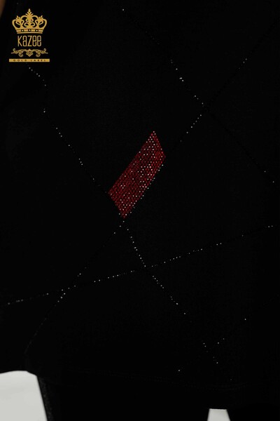 Hurtownia bluzek damskich z dekoltem w szpic, czarna - 79320 | KAZEE - Thumbnail