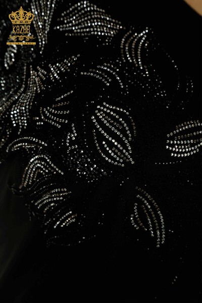 Hurtownia bluzek damskich - dekolt w kształcie litery V - czarny - 79341 | KAZEE - Thumbnail