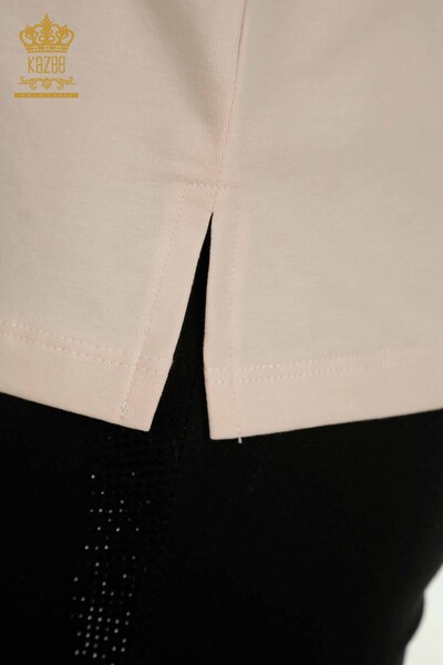 Hurtownia bluzek damskich - dekolt w kształcie litery V - jasny puder - 79564 | KAZEE - Thumbnail