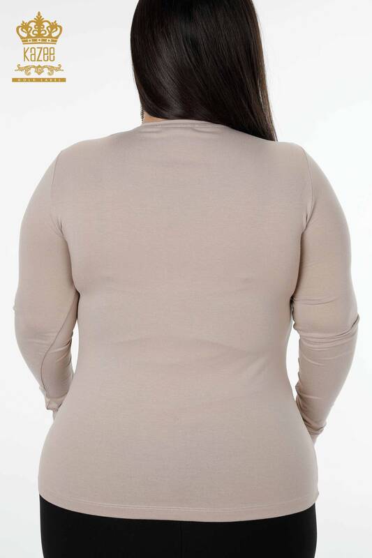 Hurtownia bluzek damskich z dekoltem w kształcie litery V Mink - 79006 | KAZEE