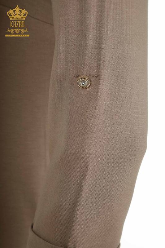 Hurtownia bluzek damskich z dekoltem w kształcie litery V Mink - 79309 | KAZEE
