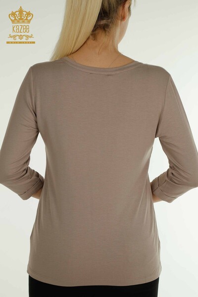 Hurtownia bluzek damskich z dekoltem w kształcie litery V Mink - 79309 | KAZEE - Thumbnail