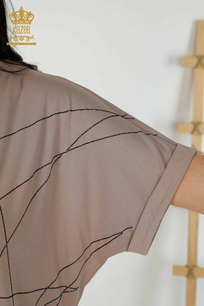 Hurtownia bluzek damskich z dekoltem w kształcie litery V Mink - 79320 | KAZEE - Thumbnail