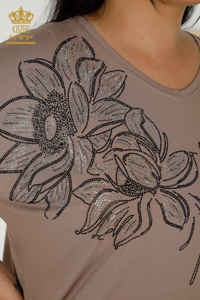 Hurtownia bluzek damskich z dekoltem w kształcie litery V Mink - 79341 | KAZEE - Thumbnail