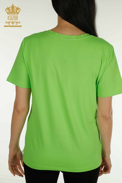 Hurtownia bluzek damskich - dekolt w kształcie litery V - zieleń pistacjowa - 79564 | KAZEE - Thumbnail