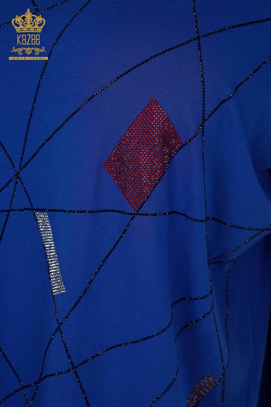 Hurtownia bluzek damskich Saks z dekoltem w kształcie litery V - 79320 | KAZEE