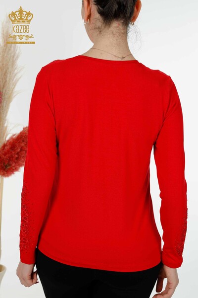 Hurtownia bluzek damskich w kwiatowe wzory, czerwona - 79010 | KAZEE - Thumbnail