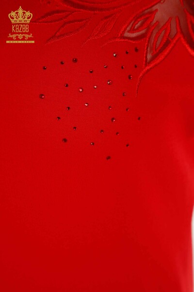 Hurtownia bluzek damskich w kwiatowe wzory, czerwona - 79093 | KAZEE - Thumbnail