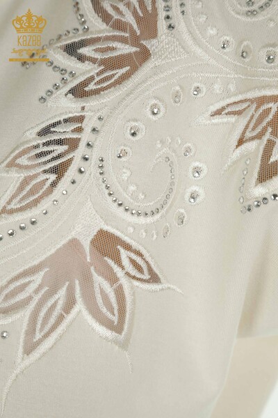 Hurtownia bluzek damskich w kwiatowe wzory ecru - 79093 | KAZEE - Thumbnail