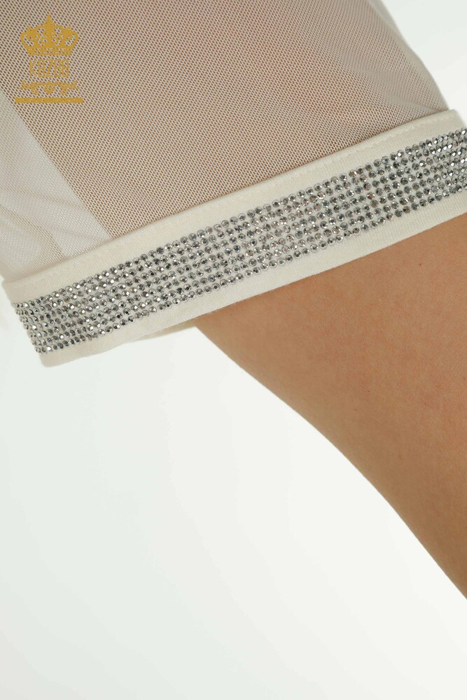 Hurtownia bluzek damskich w kwiatowe wzory ecru - 79290 | KAZEE - 6