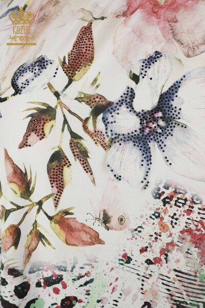 Hurtownia bluzek damskich w kwiatowe wzory z norek - 12050 | KAZEE - Thumbnail