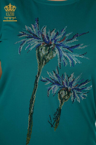 Hurtownia bluzek damskich w kwiatowe wzory w kolorze zielonym - 79369 | KAZEE - Thumbnail