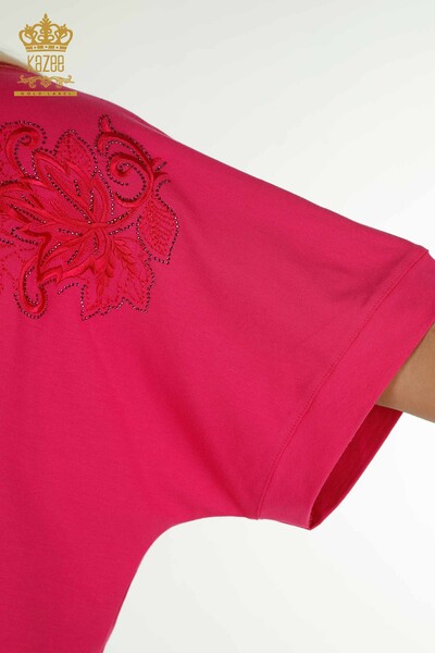 Hurtownia bluzek damskich w kolorze fuksji w liście - 79090 | KAZEE - Thumbnail