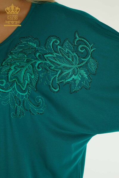 Hurtownia bluzek damskich w liście w kolorze zielonym - 79090 | KAZEE - Thumbnail