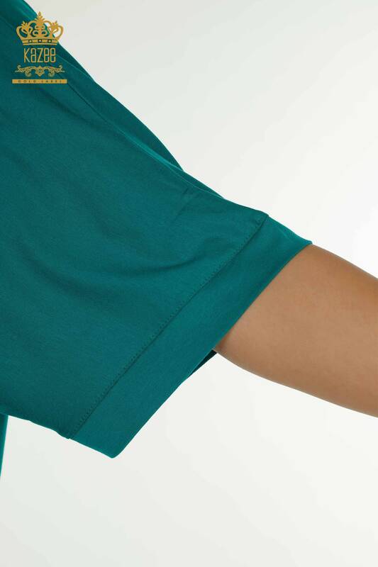 Hurtownia bluzek damskich w liście w kolorze zielonym - 79090 | KAZEE