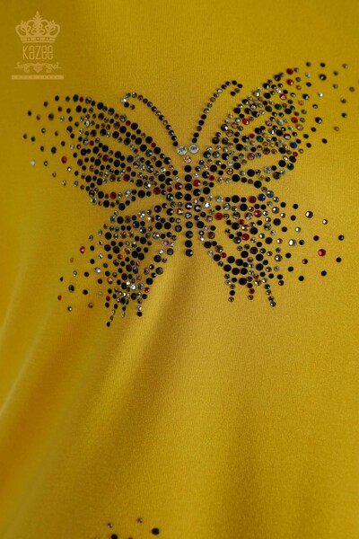 Hurtownia bluzek damskich w motylkowe wzory w kolorze żółtym - 79364 | KAZEE - Thumbnail