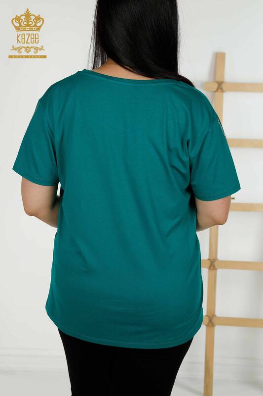Hurtownia zielonej bluzki damskiej z detalem ważki - 79370 | KAZEE