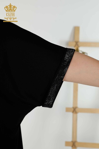 Hurtownia bluzek damskich we wzorzyste czarne - 79325 | KAZEE - Thumbnail